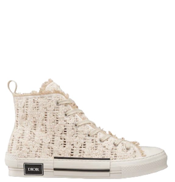  Giày Nam Dior B23 High Top Oblique Macramé 'Cream' 