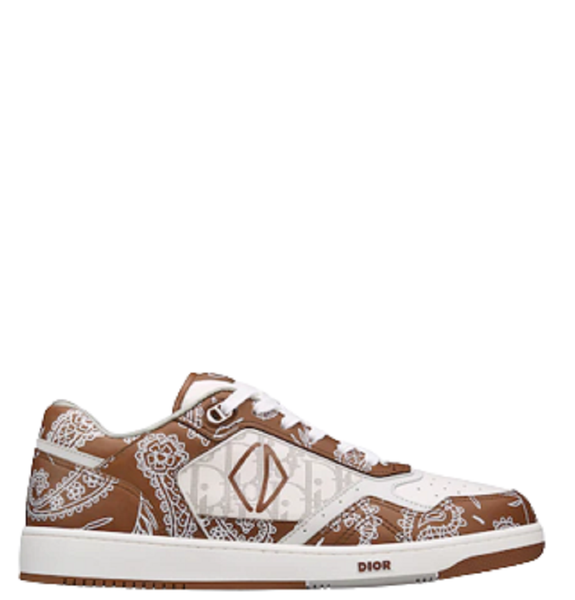  Giày Nam Dior B27 Low Top Smooth Calfskin CD Paisley Motif 'Coffee White' 