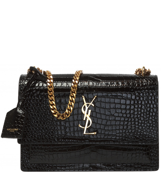  Túi Nữ Yves Saint Laurent Croc Shoulder Bag 'Black' 