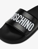  Dép Nam Moschino Rubber Pool Slides 'Black' 