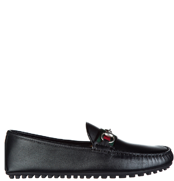  Giày Gucci Stripe Casual Leather Loafer 'Black' 
