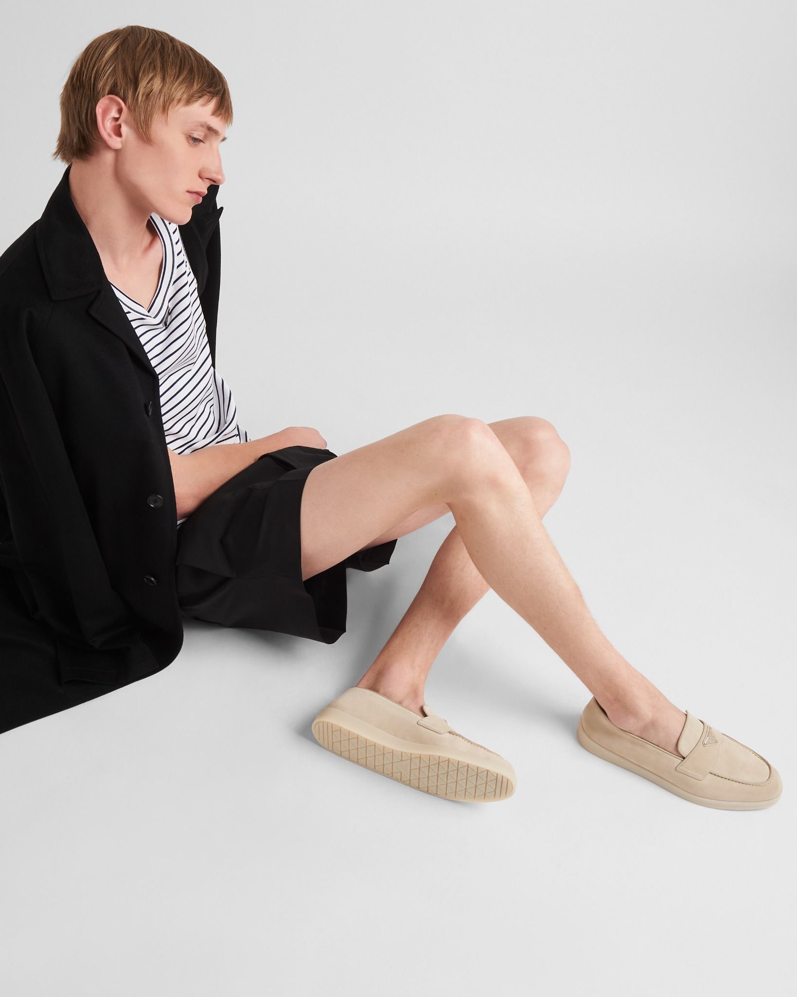  Giày Nam Prada Suede Loafers 'Desert Beige' 