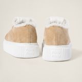  Giày Nữ Miu Miu Suede Sneakers 'Ecru' 