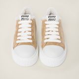  Giày Nữ Miu Miu Suede Sneakers 'Ecru' 