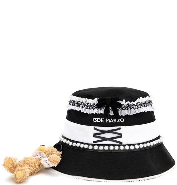  Mũ Nữ 13De Marzo Palda Bear Cafe Maid Pearl Bucket Hat 'Black' 