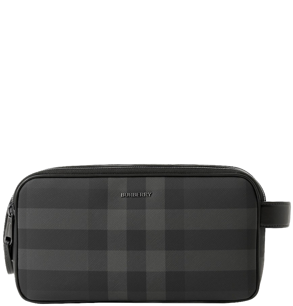  Túi Nam Burberry Checked Zipped Wash Bag 'Charcoal' 