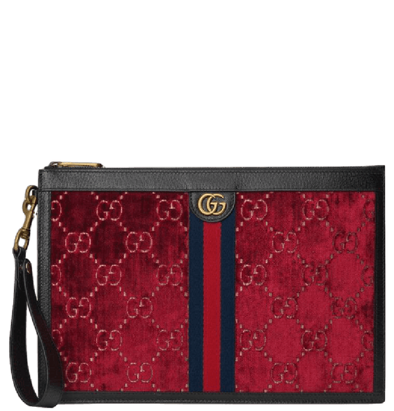  Túi Nữ Gucci Clutch GG Velvet 'Red' 
