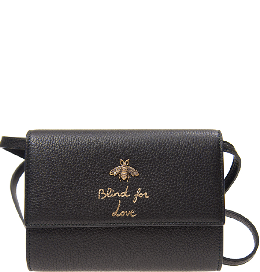 Túi Nữ Gucci Bee Leather Clutch Cross Bag 'Black' 498097-A7M0T-1000 – LUXITY