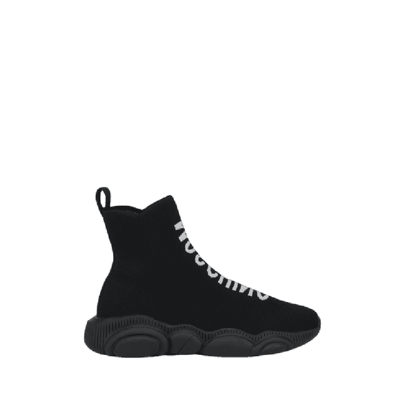  Giày Nữ Moschino Teddy Shoes High Sock Sneakers 'Black' 