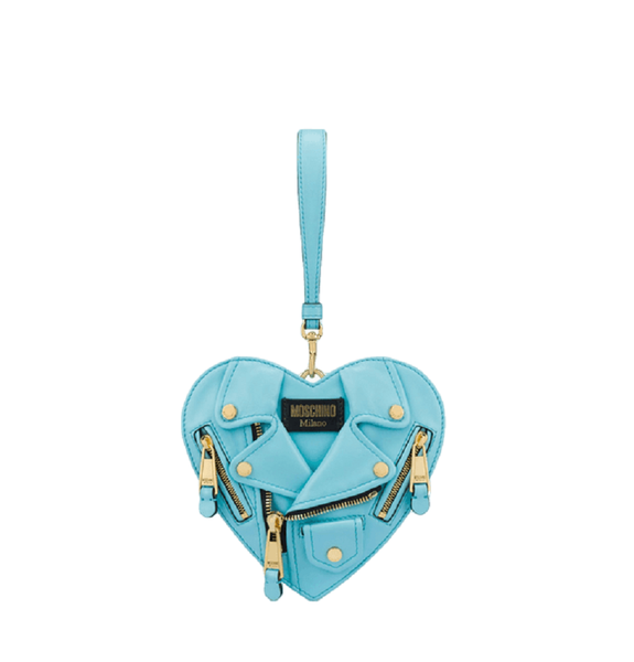  Túi Nữ Moschino Small Heart Biker Bag 'Light Blue' 