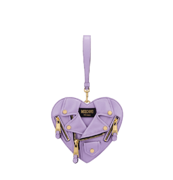  Túi Nữ Moschino Small Heart Biker Bag 'Lilac' 