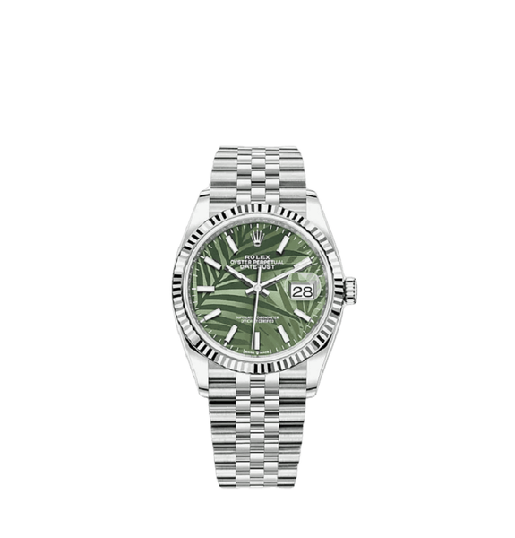  Đồng Hồ Nam Rolex Datejust 36 Palm Motif Olive Green 