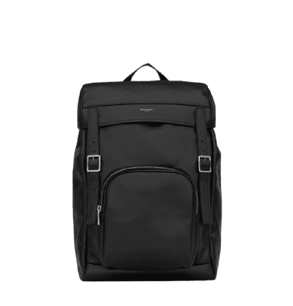  Balo Saint Laurent City Flap Backpack In Matte Leather 'Noir' 
