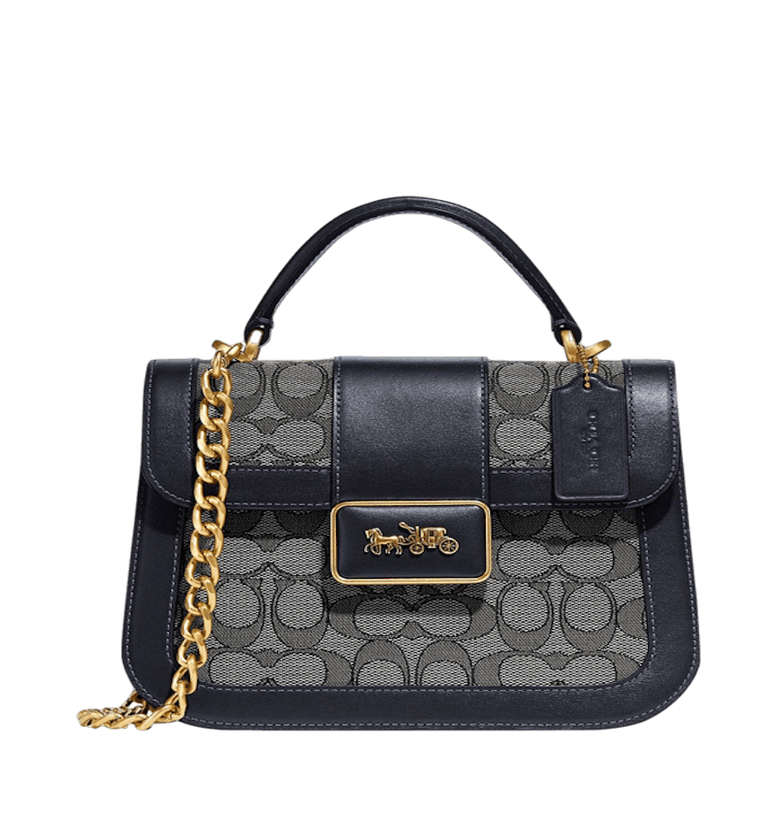  Túi Nữ Coach Signature Jacquard Alie Top Handle Bag 'Midnight Navy' 