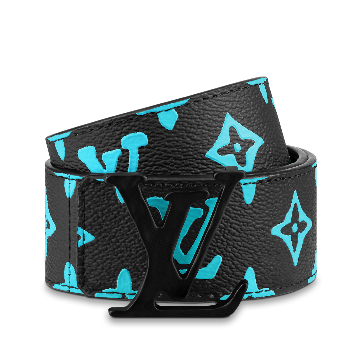 louis vuitton belt black and blue