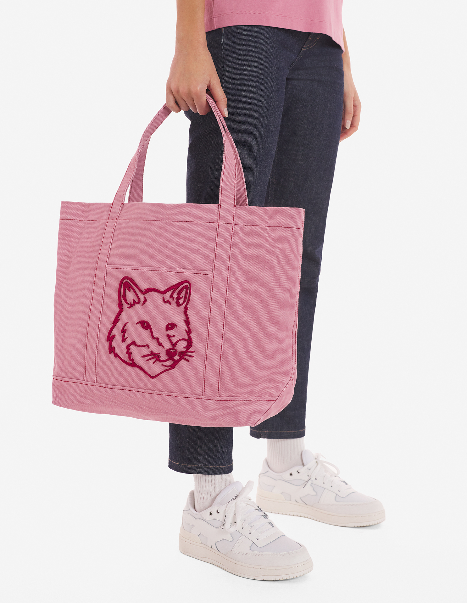 Túi Maison Kitsune Bold Fox Head Large Tote 'Pink