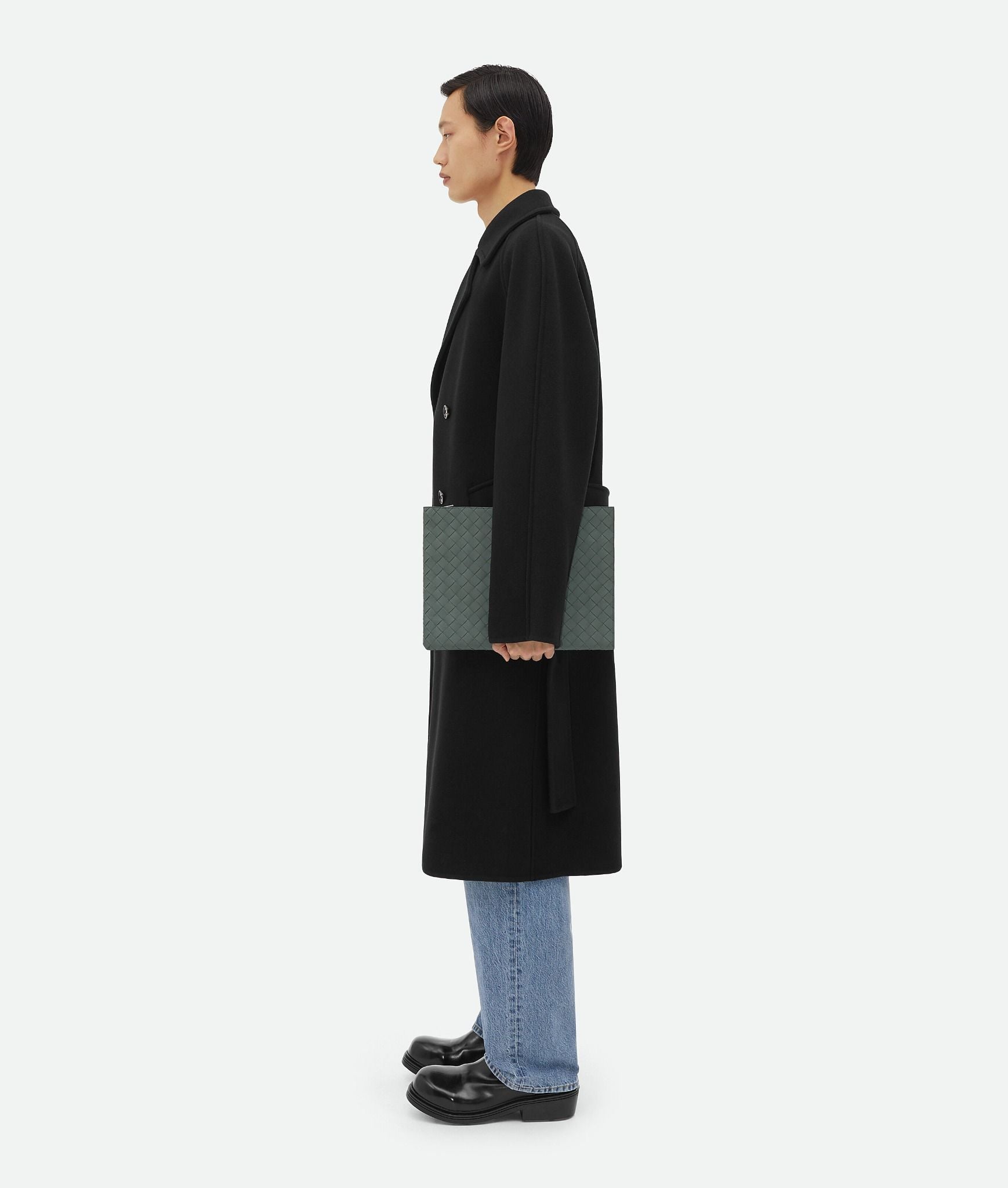 Túi Nam Bottega Veneta Intrecciato Half Zip Pouch 'Slate' 