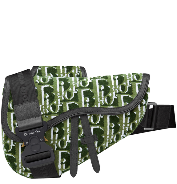  Túi Nam Dior Saddle Dior Oblique Tapestry Grained Calfskin 'Olive' 
