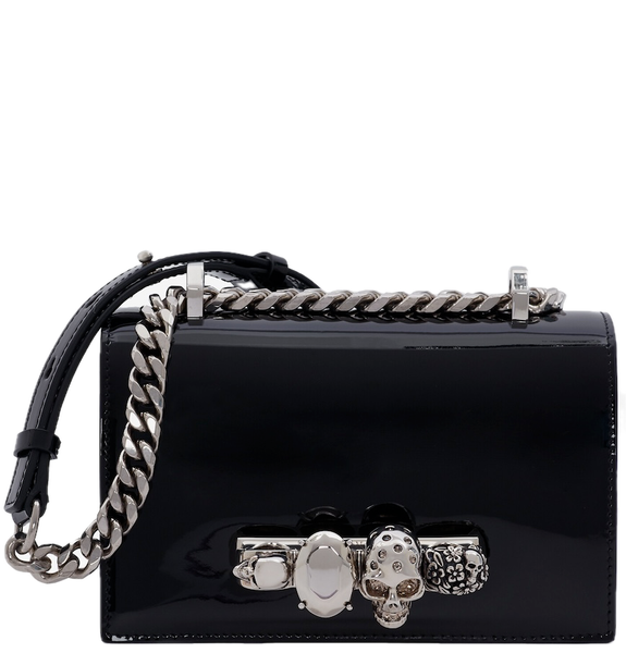  Túi Nữ Alexander McQueen Patent Mini Jewelled Satchel 'Black' 