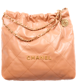  Túi Nữ Chanel 22 Handbag Shiny Calfskin 'Gold Metal Camel' 