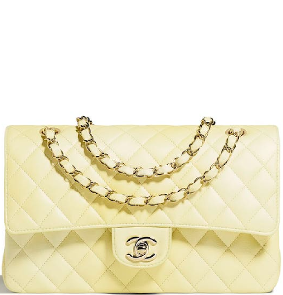  Túi Nữ Chanel Cloudy Pearly Goatskin Gold Tone Metal 'Light Yellow' 