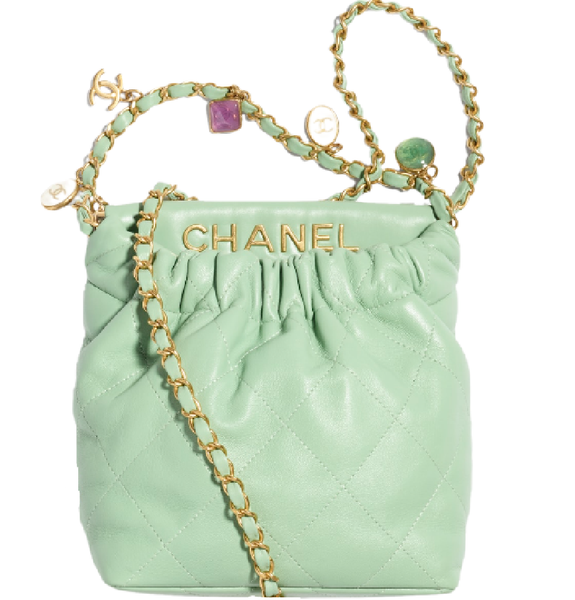  Túi Nữ Chanel Lambskin Resin Gold Tone Metal 'Light Green' 