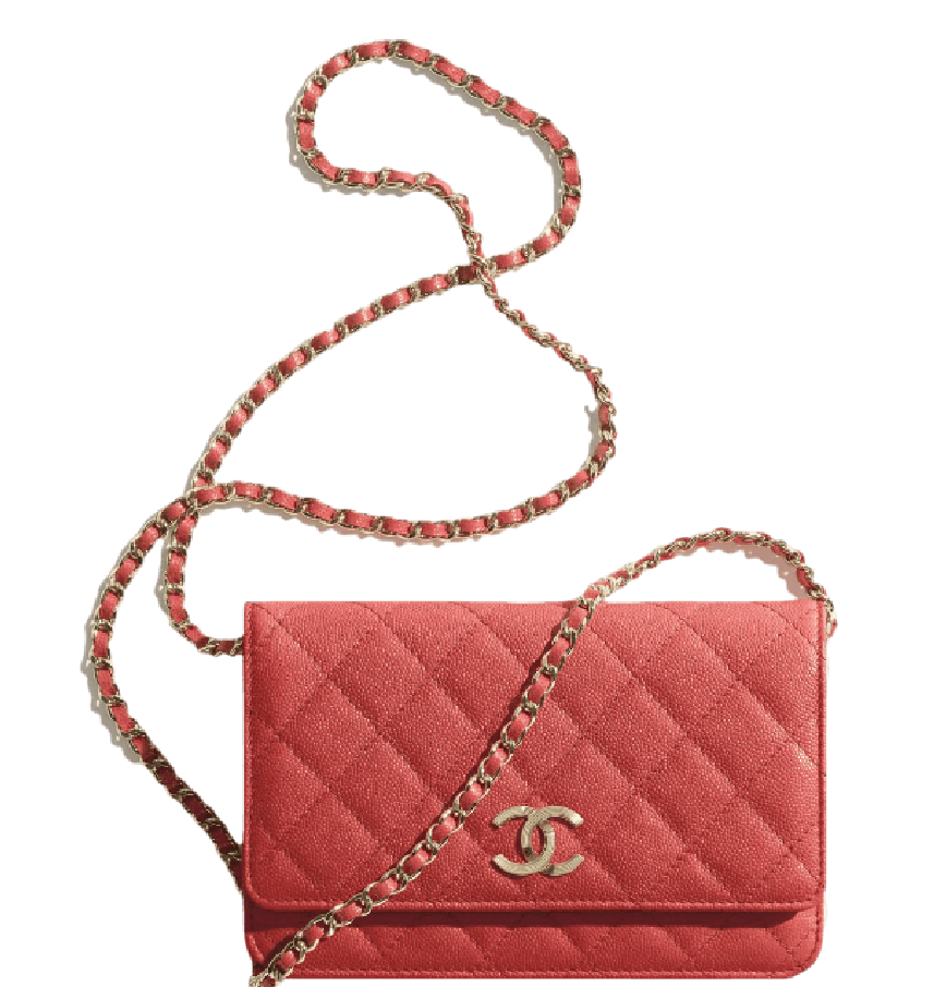 Chanel Wallet on Chain WOC Small Red with Gold Hardware