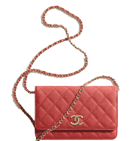  Túi Nữ Chanel Wallet On Chain Grained Calfskin Gold Tone Metal 'Red' 
