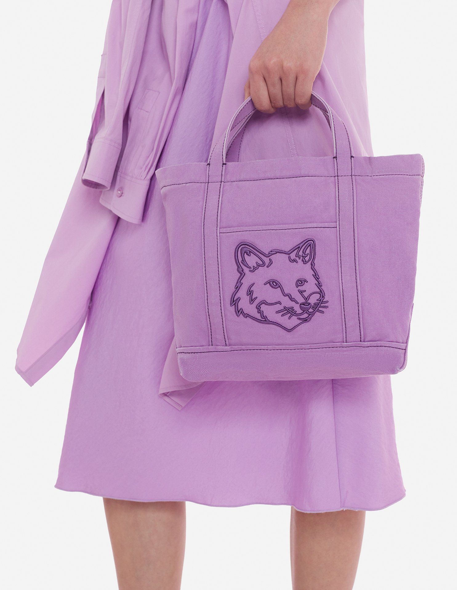  Túi Nữ Maison Kitsune Fox Head Small Tote 'Lilac' 