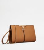  Túi Nữ Tod's T Timeless Clutch Bag Leather Small 'Brown' 