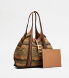  Túi Nữ Tod's T Timeless Shopping Bag Leather Fabric Medium 'Multicolor' 