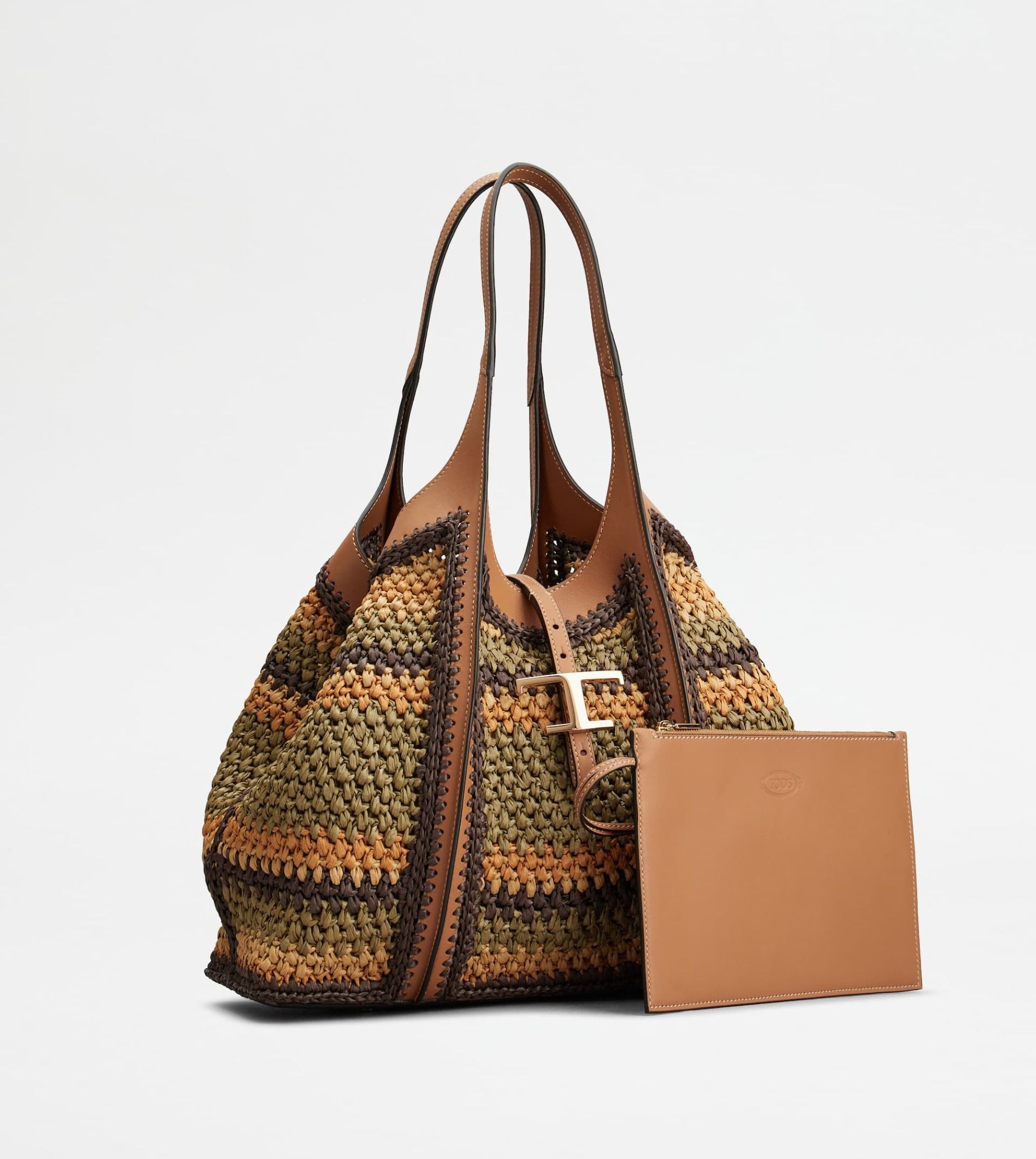  Túi Nữ Tod's T Timeless Shopping Bag Leather Fabric Medium 'Multicolor' 