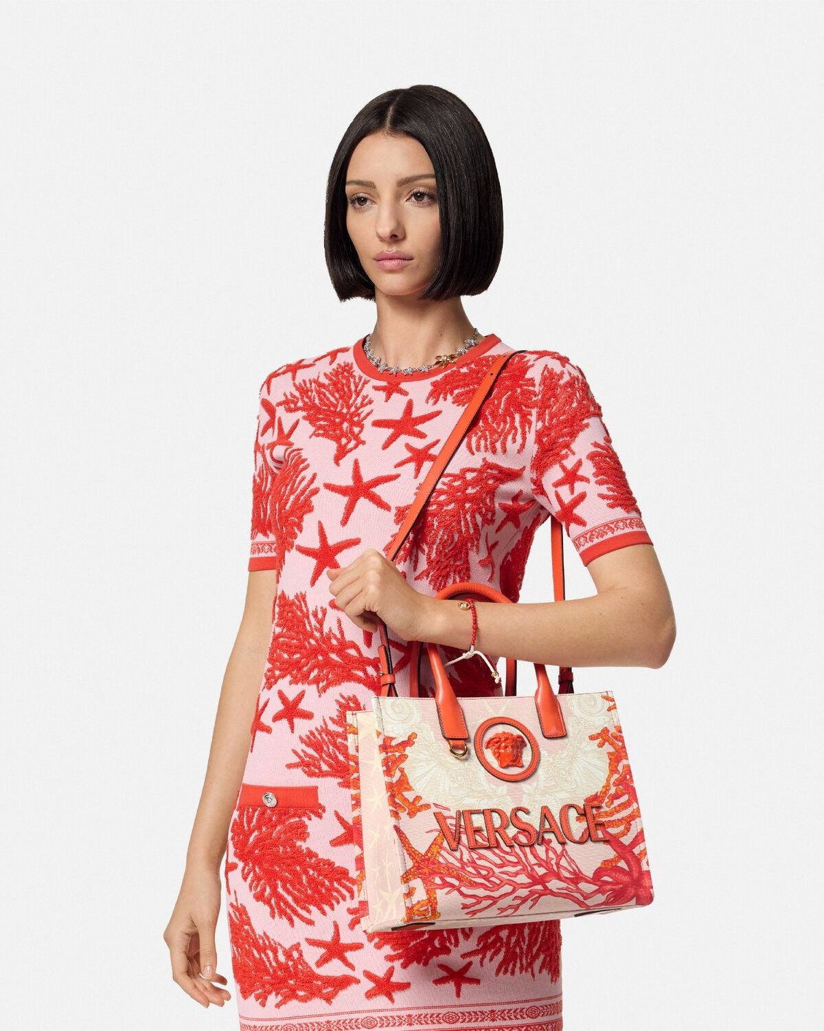  Túi Nữ Versace La Medusa Tote 'Coral' 