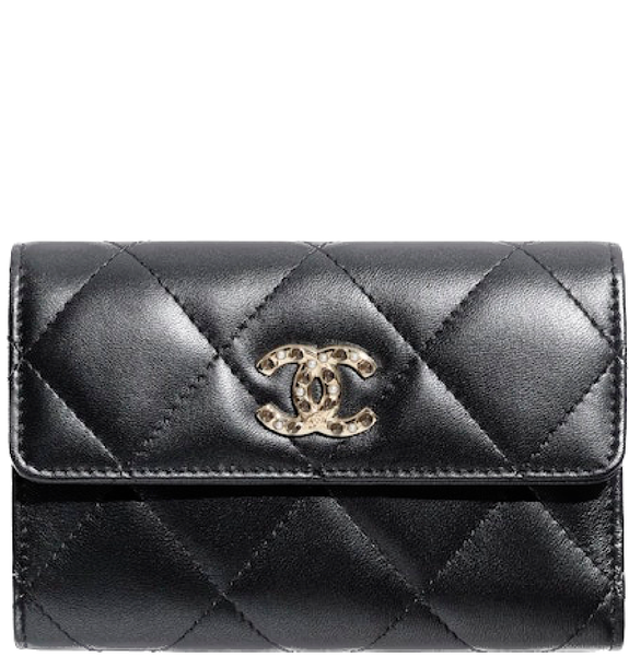  Ví Nữ Chanel Pearly Lambskin Resin Gold Tone Metal 'Black' 
