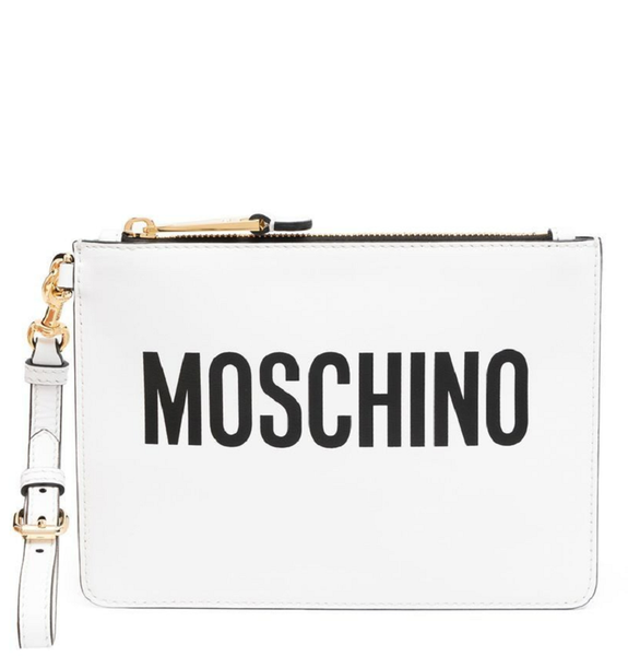  Túi Nữ Moschino Logo Print Clutch 'White' 