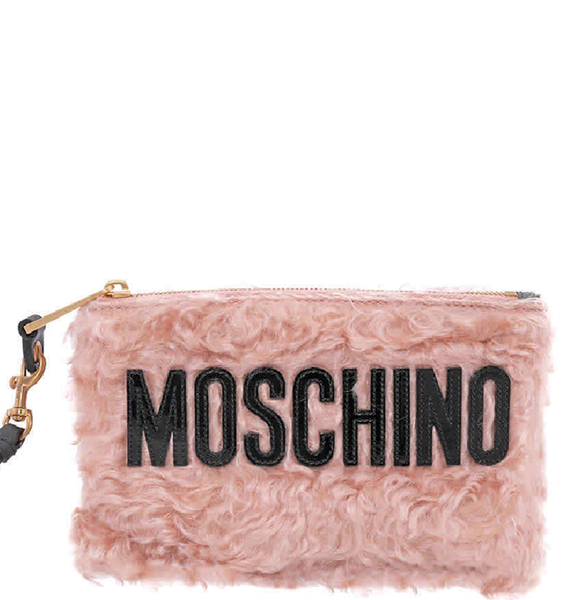  Túi Nữ Moschino Fur Logo Clutch Bag 'Pink' 
