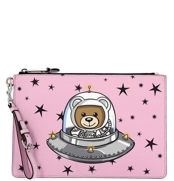  Túi Nữ Moschino Studded Logo Teddy Clutch 'Pink' 