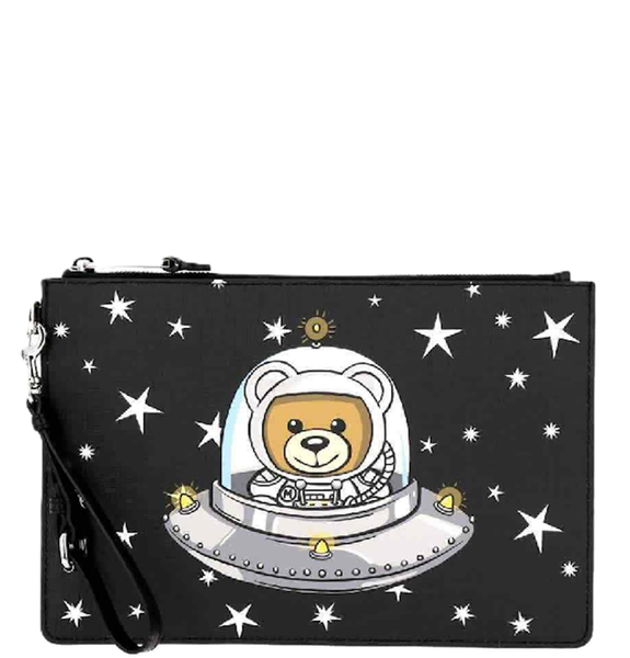  Túi Nữ Moschino Ladies Studded Logo Teddy Clutch 'Black' 