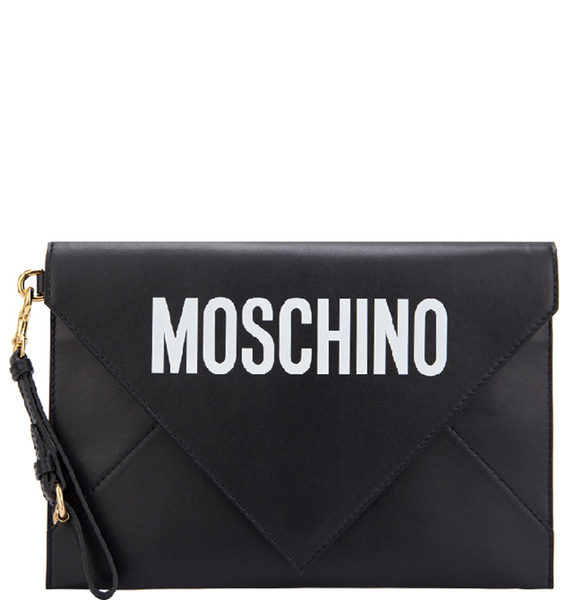  Túi Nữ Moschino Leather Envelope Clutch 'Black' 