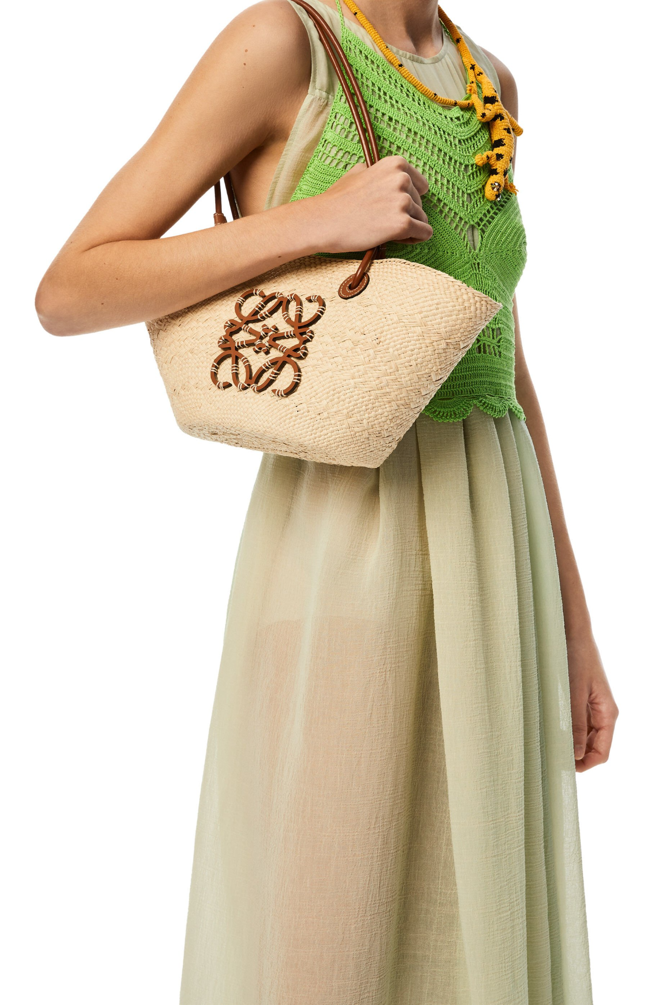  Túi Nữ Loewe Anagram Basket Iraca Palm Calfskin 'Beige' 
