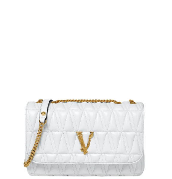  Túi Nữ Versace Virtus Quilted Nappa Leather Shoulder 'White' 