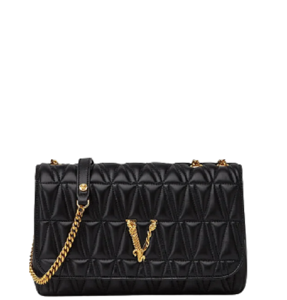  Túi Nữ Versace Virtus Quilted Nappa Leather Shoulder 'Black' 
