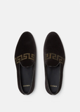  Giày Nam Versace Greca Embroidered Velvet Loafers 'Black' 