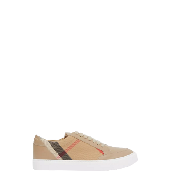  Giày Nữ Burberry House Check Cotton and Leather Sneakers 'Tan' 