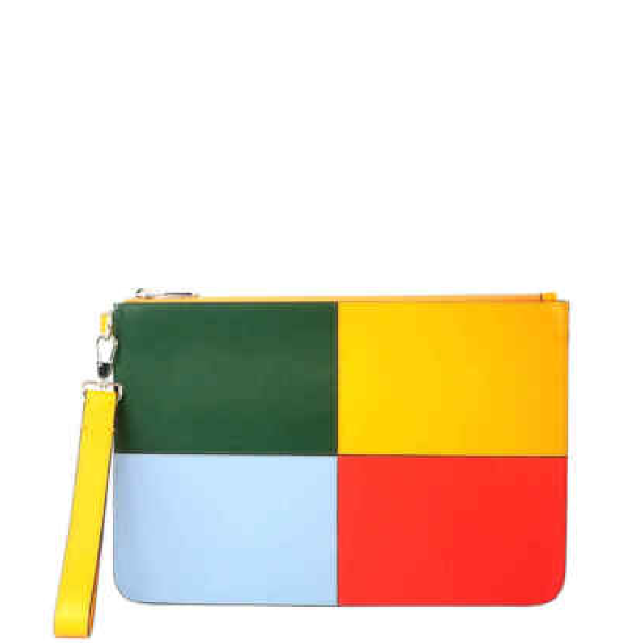  Túi Nam Burberry Colorblock Leather Zipper Storage Bag 'Blue Orange' 
