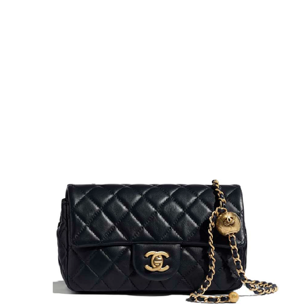  Túi Nữ Chanel Flap Bag Lambskin 'Black Leather' 