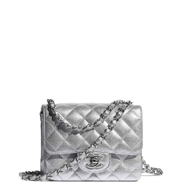  Túi Nữ Chanel Mini Flap Bag Lambskin 'Metalic Silver' 
