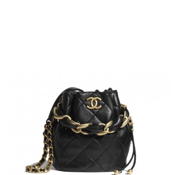  Túi Nữ Chanel Drawstring Shiny Lambskin 'Black' 