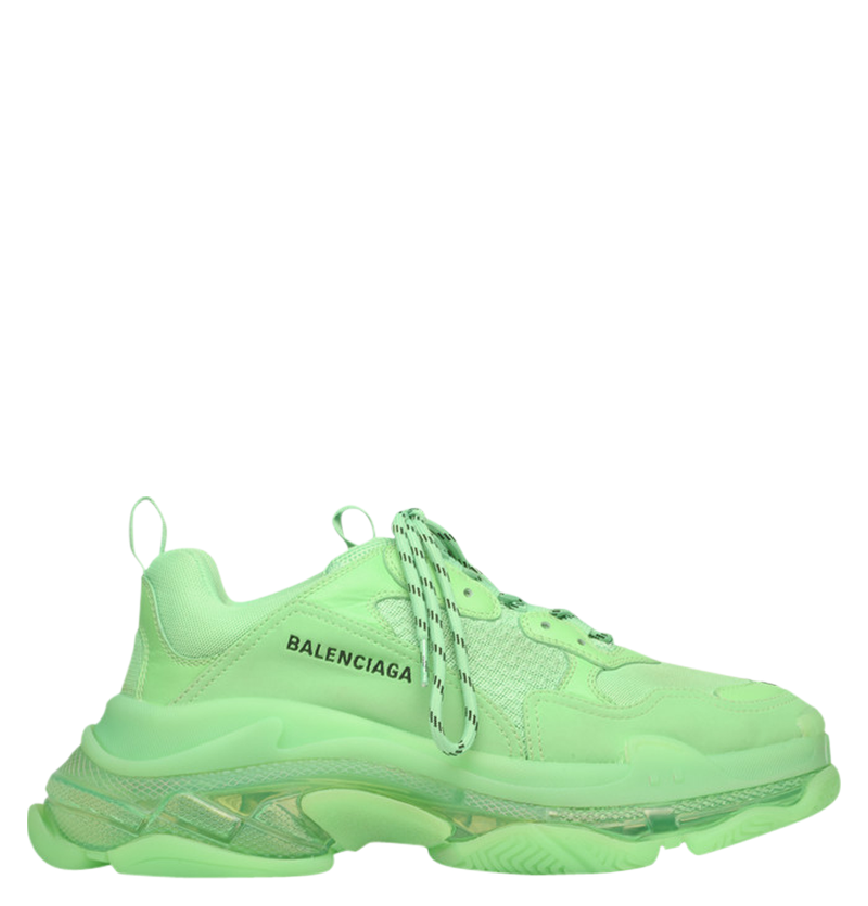 balenciaga triple s clear sole neon green