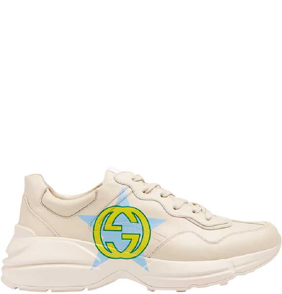  Giày Nam Gucci Rhyton Star Print Sneaker Leather 'Ivory' 